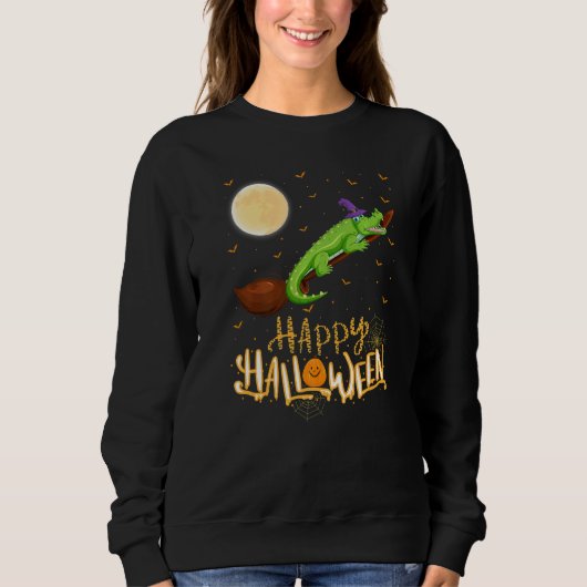 Alligator Ride Witch Shotgun Alligator Halloween スウェットシャツ (正面)