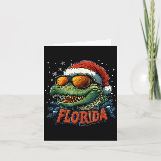 Alligator Santa Funny Florida Holiday Christmas Xm カード (正面)
