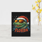 Alligator Santa Funny Florida Holiday Christmas Xm カード (黄色い花)
