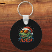 Alligator Santa Funny Florida Holiday Christmas Xm キーホルダー (正面)