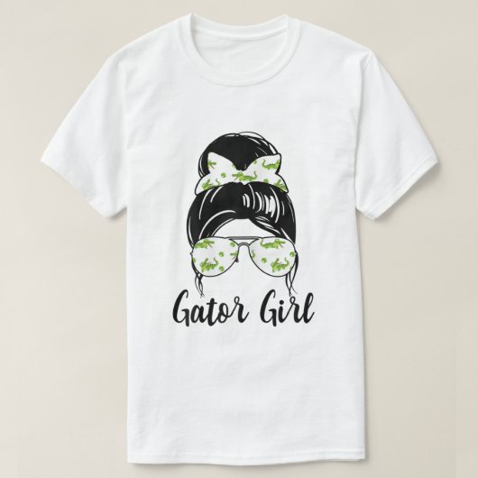 Alligator Shirt Florida Gator Girl Messy Bun Croco Tシャツ (デザイン正面)