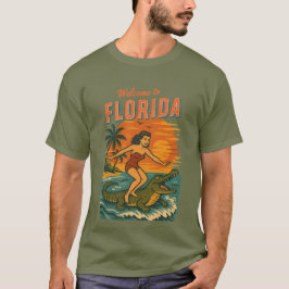 Alligator Surfing Coastal Life Graphic Retro Surf Tシャツ