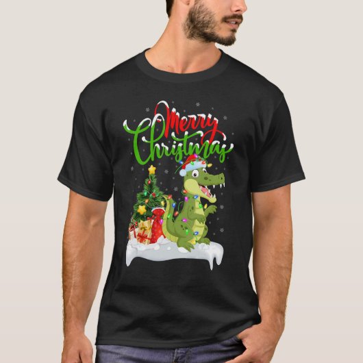Alligator Xmas Decorations Santa Alligator Chris Tシャツ (正面)