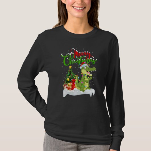 Alligator Xmas Decorations Santa Alligator Christ Tシャツ (正面)