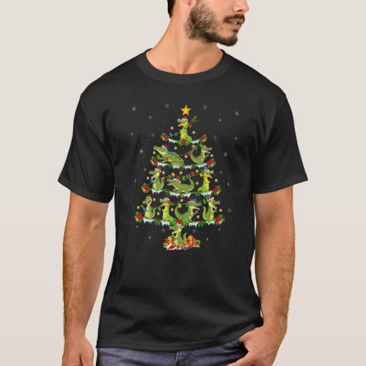 Alligator  Xmas Lights Alligator Christmas Tree Tシャツ (正面)