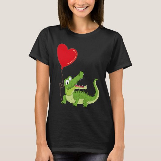 Alligators With Heart Balloon Valentines Day Love  Tシャツ (正面)