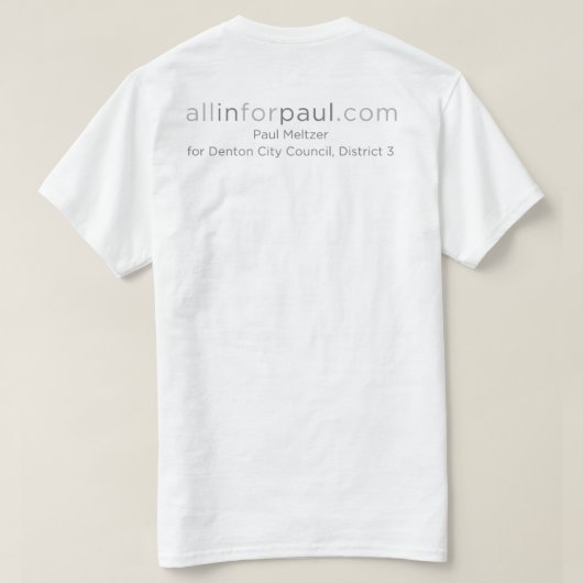 allinforpaul.comテキサス州のロゴ tシャツ (デザイン裏面)