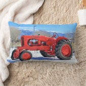 Allis Chalmersのトラクターの冬場面Lumbarの枕 ランバークッション (ブランケット)