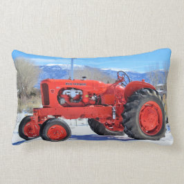 Allis Chalmersのトラクターの冬場面Lumbarの枕 ランバークッション