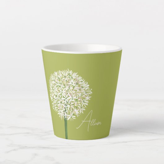  Allium Flower Botanical Art | Elegant Flora カフェラテマグ (正面)