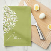  Allium Flower Botanical Art | Elegant Flora キッチンタオル (四つ折り)