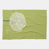  Allium Flower Botanical Art | Elegant Flora キッチンタオル (横)