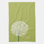  Allium Flower Botanical Art | Elegant Flora キッチンタオル (縦)