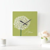  Allium Flower Botanical Art | Elegant Flora スクエア壁時計 (ホーム)