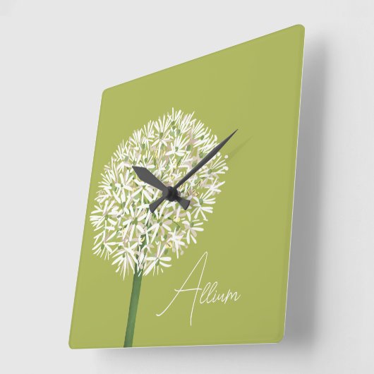  Allium Flower Botanical Art | Elegant Flora スクエア壁時計 (傾斜)