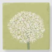  Allium Flower Botanical Art | Elegant Flora ストーンコースター (正面)