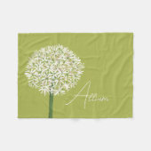  Allium Flower Botanical Art | Elegant Flora フリースブランケット (正面(横))