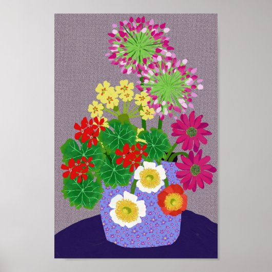 Allium, Geranium, Poppy, Primrose and Daisy Poster ポスター (正面)