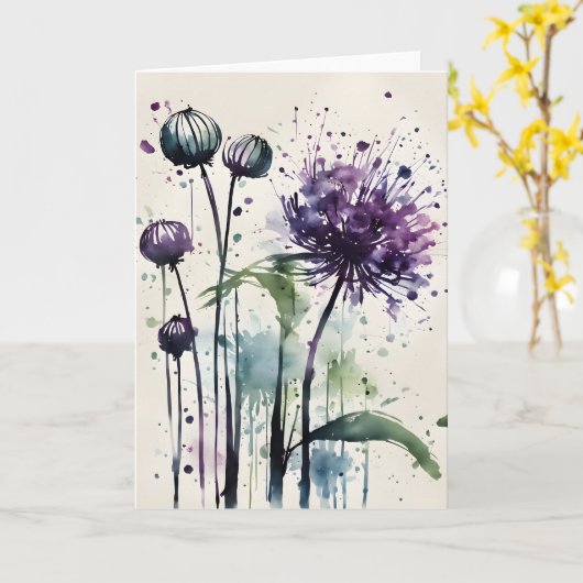 Allium - Watercolor flowers カード (黄色い花)