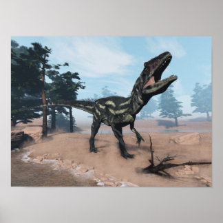 Allosaurus dinosaur roaring - 3D render ポスター