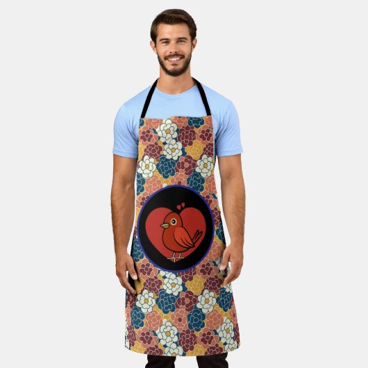 allover flower design エプロン (着用した状態)