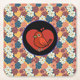 allover flower design スクエアペーパーコースター