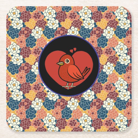 allover flower design スクエアペーパーコースター (正面)