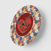 allover flower design ラウンド壁時計 (傾斜)