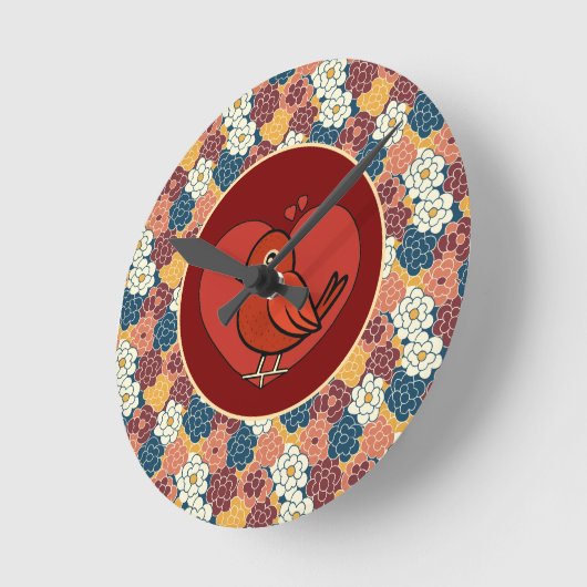 allover flower design ラウンド壁時計 (傾斜)