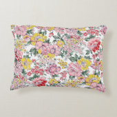 allover flowers pattern on white background アクセントクッション (裏面)