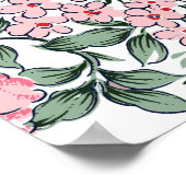 allover flowers pattern on white background ポスター (角)