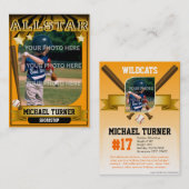 ALLSTARのオレンジカスタムなベースボールカード 名刺 (正面/裏面)