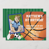 Allstarはバスケットボールの誕生日の招待状を遊ばします 招待状 (正面/裏面)