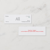 AllStruckのスタイルのブランドの名刺(小型) スキニー名刺 (正面/裏面)