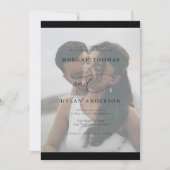 Allure書道フォトブラック&ホワイト結婚ズ 招待状 (正面)