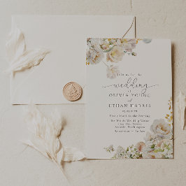 Allure – 白いバラ&ベビーの息結婚の元気 招待状