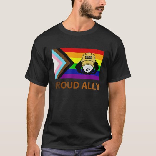 Ally 1865誇りを持ったジュネグ黒人女性LGBTレインボ Tシャツ (正面)