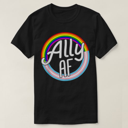 ALLY AFトランス国旗の愛の平等LGBTプライド国旗L Tシャツ (デザイン正面)