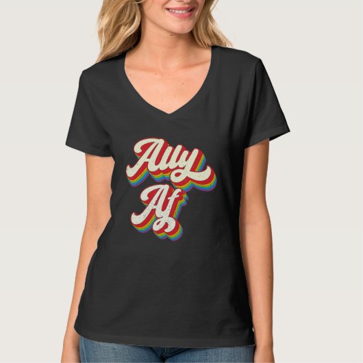 Ally AF - Gay Pride Month Shirt - LGBT Rainbow Tシャツ (正面)