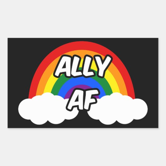 Ally AF I - LGBTQフラグゲイトランス同性愛者プライド 長方形シール (正面)