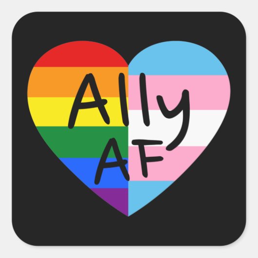 Ally AF III - LGBTQフラグゲイトランス同性愛者プライド スクエアシール (正面)