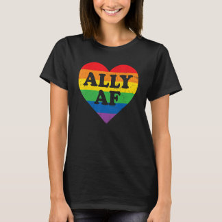Ally AF LGBTハートレインボーLGBTQゲイプライド月 Tシャツ