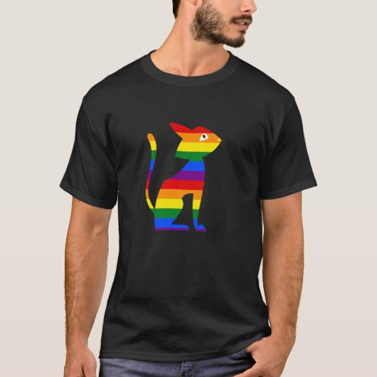 Ally CatゲイプライドLGBTかわいい猫の長袖 Tシャツ (正面)