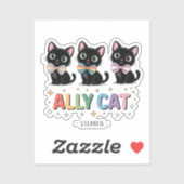Ally Cat – 黒猫LGBTQプライド シール (シート)