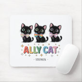Ally Cat – 黒猫LGBTQプライド マウスパッド (マウス)