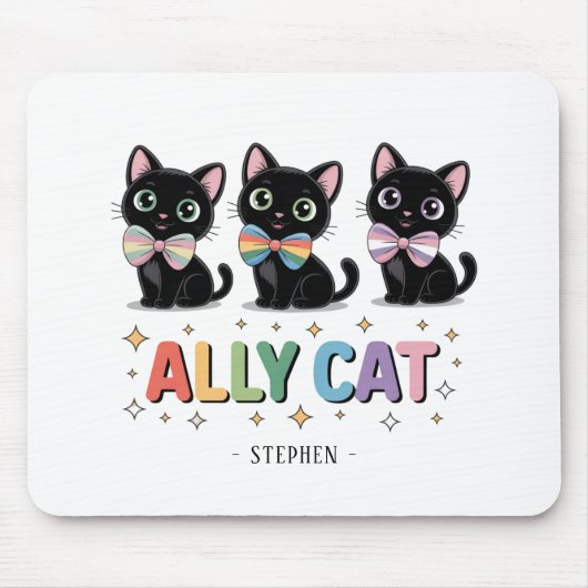 Ally Cat – 黒猫LGBTQプライド マウスパッド (正面)