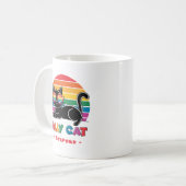 Ally Cat - Black Cat with Rainbow Sunglasses LGBTQ コーヒーマグカップ (正面左)