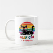 Ally Cat - Black Cat with Rainbow Sunglasses LGBTQ コーヒーマグカップ (左)