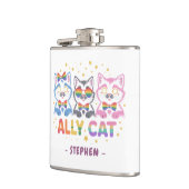 Ally Cat - Cute カラフル Cat LGBTQプライド フラスク (左)