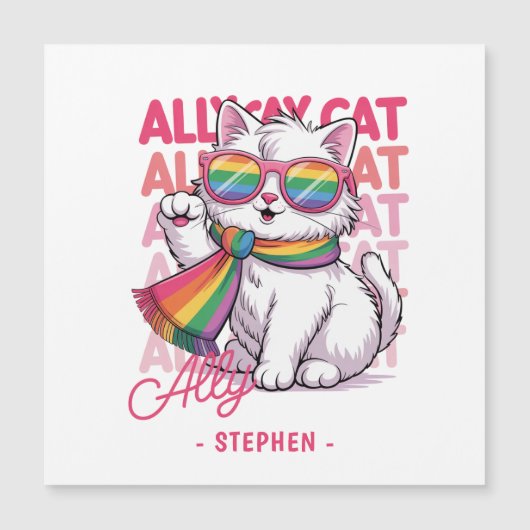 Ally Cat - Cute White Cat LGBTQプライド (正面)